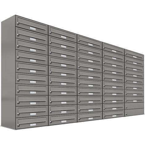 48er Premium Briefkasten Aluminiumgrau RAL Farbe 9007 für Außen Wand Postkasten 5x10 (1/5)