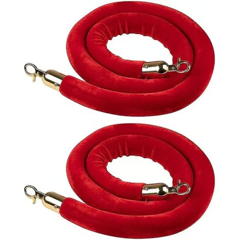 2 cordes en velours rouge, barrière de 1,5 m avec crochets en or poli (1/5)