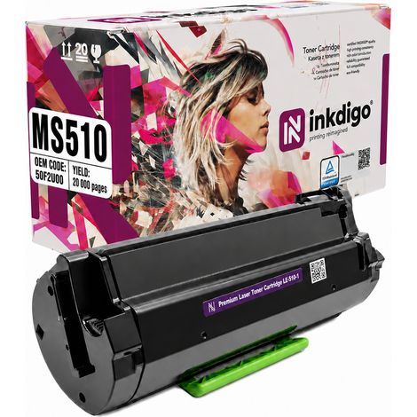 Toner Inkdigo 50F2U00 compatibile con Lexmark MS510dn MS610dn MS610de, certificato TÜV. (1/5)