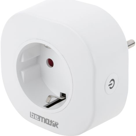 BeMatik - Prise intelligente 10A 2200W WiFi blanche compatible avec Google Home, Alexa et IFTTT (1/5)