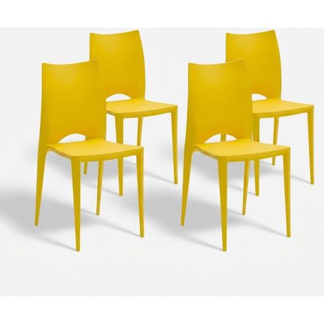 Set 4 sedie impilabili in polipropilene Lione - Giallo (1/4)
