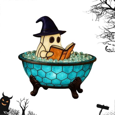 Lampe de bain fantôme à bulles, veilleuse LED à couleurs changeantes, décoration pour fête d'Halloween, cadeau fantôme mignon, étagère de table/cheminée