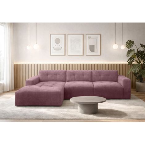 AX LIVING Couch in L Form Corlu Rosa Sofa für Wohnzimmer 310 cm L