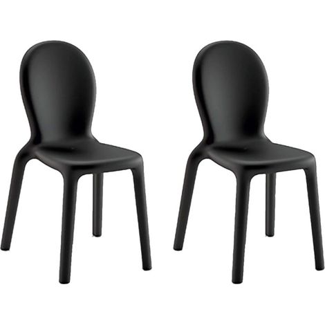 2 x Sillas de polietileno comedor bar restaurante diseño moderno Chloé Stock - Negro