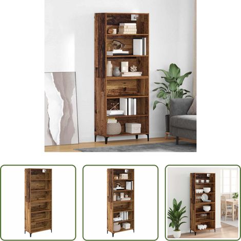 Hochregal - Highboard Altholz 69,5 x 34 x 180 cm Holzwerkstoff (1/5)