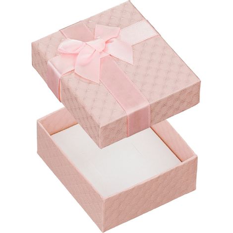 Scatola portagioie decorativa con fiocco, confezione regalo con perle rosa (1/2)