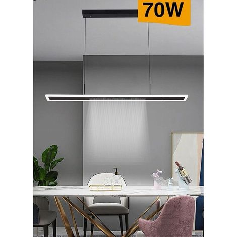 TRADE SHOP - Lampadario Led 70w A Sospensione Lampada Dimmerabile 3 Colorazioni Di Luce B80-3c - Nero (1/5)