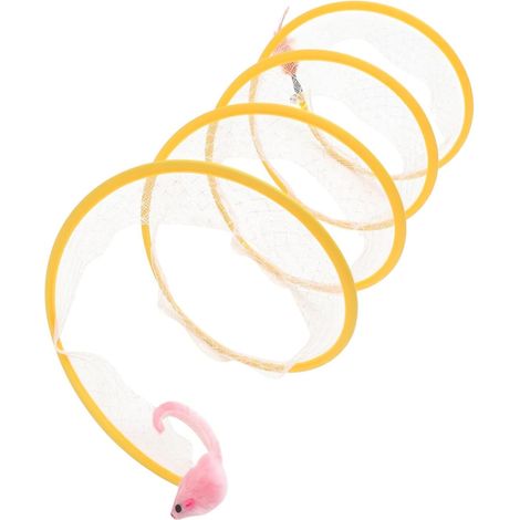 Tunnel bruissant pour chat - Pliable - Tunnel de jeu interactif - Jouet en plumes pour petits chats, chiens, lapins - Jouet en spirale (1/5)