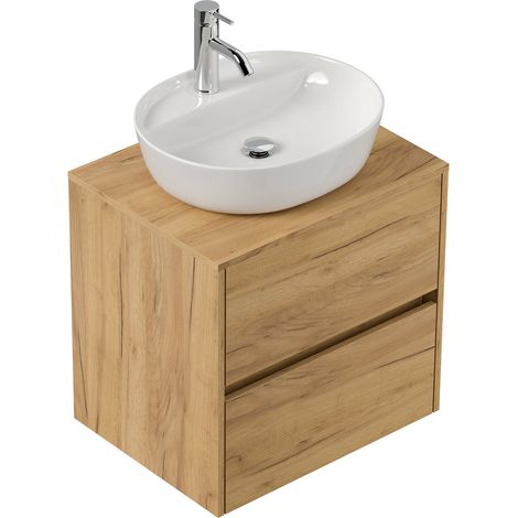 Badmöbel Taifun 60cm mit ovalem Aufsatzwaschbecken eiche gold (1/5)