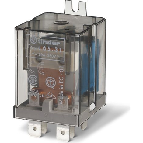 Relais de puissance 1NO 30A 230V AC patte de fixation Faston 250 AgSnO2 FINDER 653182304300PAS