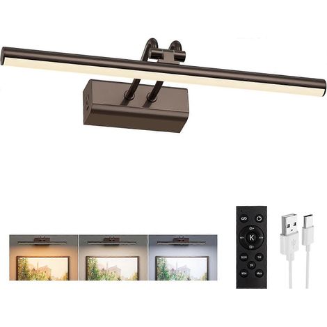 Lampe murale sans fil 35 cm, piles 4000 mAh, pour exposition œuvres d'art, télécommande incluse, chargement magnétique, marron (1/5)