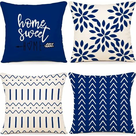 Lot de 4 Housse de Coussin Décoratif Canapé Taie d'oreiller Decoration Canapé Housses de Coussin en Lin d'extérieur Housse de Coussin Décoration pour Chambre, canapé, Chaise, Lit,Jardin 4545CM (1/5)