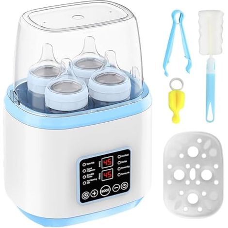 Chauffe-Biberon 8-en-1 avec Stérilisateur pour Biberons, Programmation Intelligente, Stérilisation à la Vapeur, Fonction de Maintien au Chaud 24H, Chauffe-Biberon pour Lait Maternel (Bleu) (1/5)
