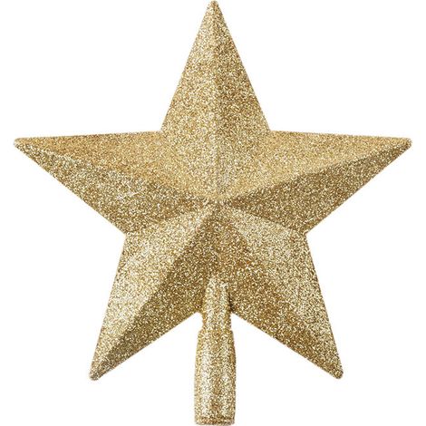 Puntale per albero di Natale - Decorazione natalizia - Stella scintillante - Dimensioni: circa 20 cm - Champagne