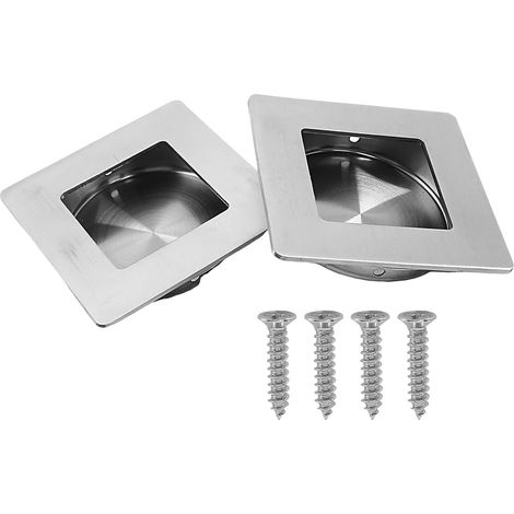 Lot de 2 poignées coulissantes carrées de 70 mm pour porte de grange, en acier inoxydable 304, avec vis, couleur argent. (1/5)