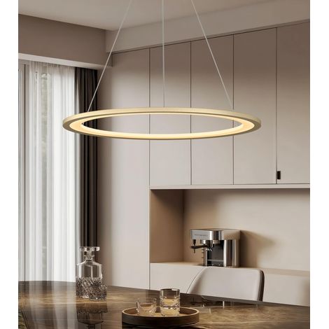 Mai & Mai Lampadario a Sospensione 30W, Lampada 3000-6000K con Filo 110 CM, Altezza Regolabile, Lampada da Soffitto a Sospensione per Camera da Letto e Soggiorno, 60cm, Oro, Luvina01 (1/5)