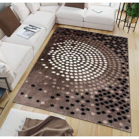 Tappeto Salotto Moderno A Pois 120x180 Cm Arredo Sala Camera Letto Scendiletto Pelo Corto - Marrone (1/3)
