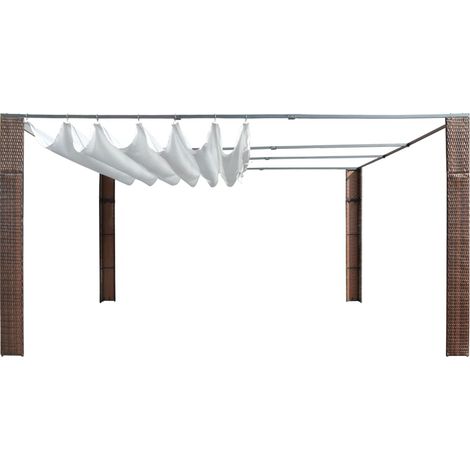 Maison Exclusive - Tonnelle avec toit Résine tressée 400x400x200cm Marron et crème (1/4)