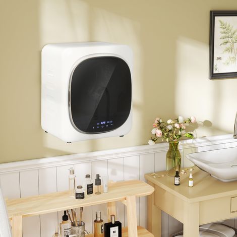Sèche-linge avec désinfection UV, design compact, capacité 4 kg, acier inoxydable, blanc