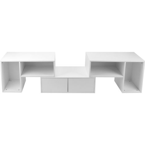 MEUBLE TV MODERNE AVEC ÉCLAIRAGE LED, TIROIR DE RANGEMENT, PANNEAUX 150X48X38CM, POUR SALON (1/5)