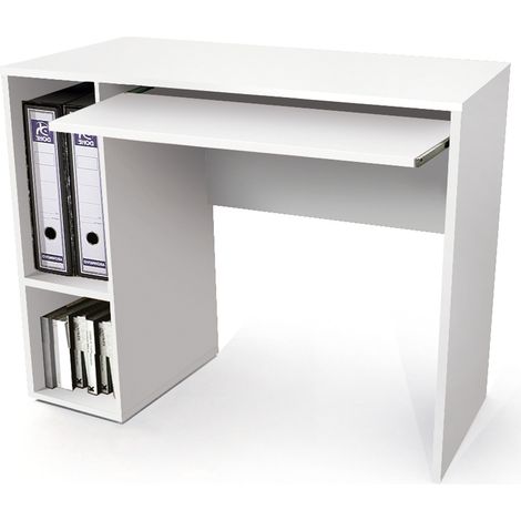 Bureau coloris Blanc - longueur 90 x profondeur 45 cm -PEGANE-