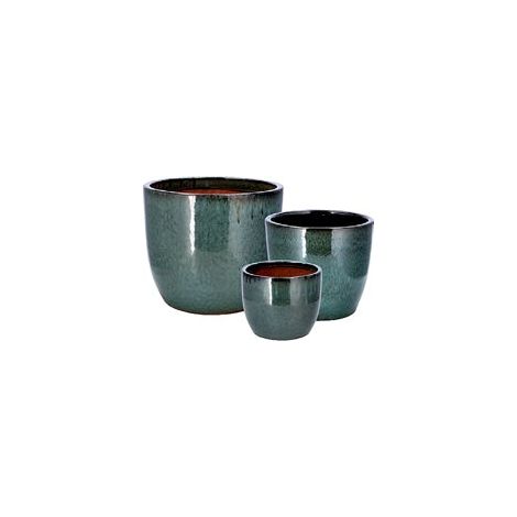 Regalo Italiano Set 3 Cachepot Ceramica Verde H 19–26-33 cm