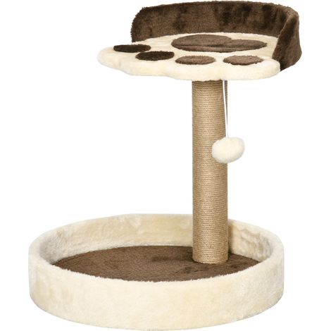 Arbre à chat griffoir patte 41 x 41 x 44 cm stable et confortable design contemporain en panneau de particules marron (1/4)