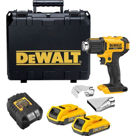DeWalt DCE530D2 18V XR Cordless Heat Gun - 2x 2.0Ah Batteries, Charger & Carrying Case