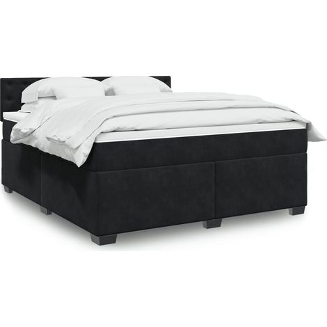 Boxspringbett mit Matratze Schwarz 180x200 cm Samt