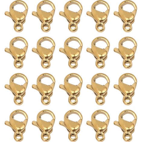 20 Pcs Lobster Clasp Vacuum Plating Stainless Steel Gold Lobster Buckle DIY Jewelry Connection Buckle (1/5)