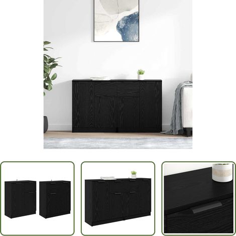 vidaXL Buffet salle à manger - Buffets 2 pcs Chêne noir 60 x 30 x 70 cm Bois d'ingénierie (1/5)