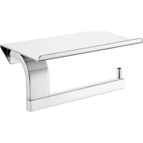 Porte-papier hygiénique classique avec étagère en acier inoxydable porte-rouleau de papier de soie support mural WC accessoires de salle de bain,noir (1/4)