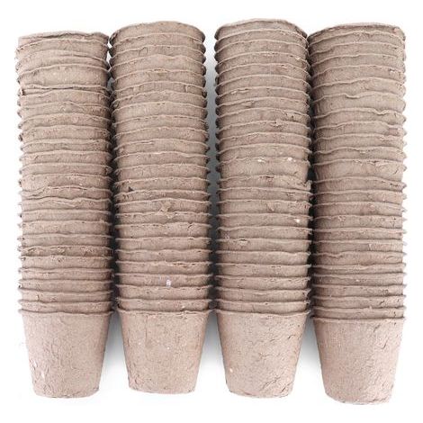 Lot de 100 godets ronds en tourbe de papier biodégradable de 6cm pour semis, jardinage et pépinière (1/5)