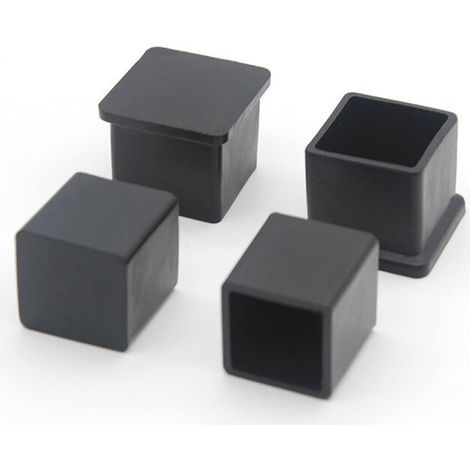 Couvre-pieds, pieds carrés en caoutchouc antidérapants, pour la protection du sol des meubles et des tables 25 x 25 mm, noir lot de 10
