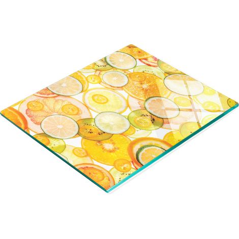 Tagliere da cucina decorativo in vetro con motivo agrumi, 60x52 cm (1/5)