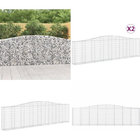 Paniers à gabions arqués 2 pcs 400x30x100/120 cm Fer galvanisé - Panier Gabion - Mur Gabion - Clôture Gabion - Décoration Jardin - Barrieres Jardin - Home & Living (1/5)