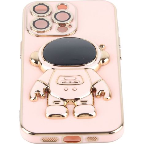 Hartschalenetui mit Ständer für iPhone, galvanisiertes Gehäuse mit Linsenschutz, verstecktes Astronauten-Design (1/5)