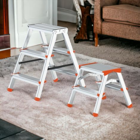 SGABELLO SCALETTA ALLUMINIO STEP UP TIPTAP2 2 GRADINI 125KG DOPPIA SALITA (1/10)