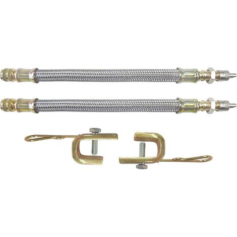 Extension Valve de Pneu - Acier Inoxydable 304 - Tuyau Tressé - Joint Cuivre - Pour Camion Bus Remorque - 18 cm - Lot de 2