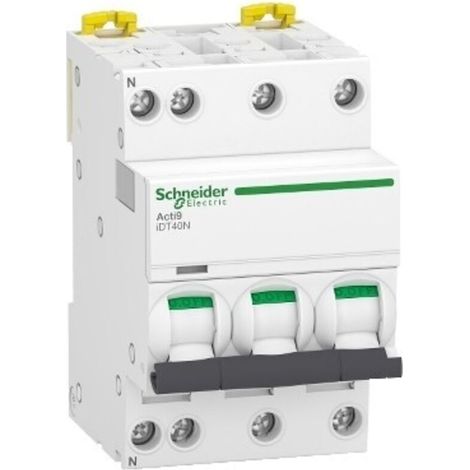 disjoncteur - schneider acti9 idt40n - 4 pôles - 6a - courbe c - 10 ka - a9p24706