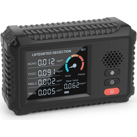 Moniteur de qualité de l'air Détecteur de formaldéhyde TVOC PM2.5/PM10 Testeur multifonctionnel de gaz Surveillance des données en temps réel Détection intelligente en temps réel pour le bureau à domi