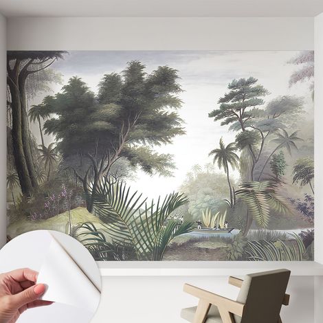 Papier peint autocollant avec imprimé décoratif pour salon et chambre à coucher Installation facile Paysage exotique 152x104 cm (1/5)
