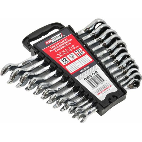 AWTOOLS KLUCZ PŁASKO-OCZKOWY Z GRZECH.KPL.12szt 8-19mmZ PRZEŁĄCZ.