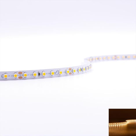 Strip 24V LED Streifen 5M 9,6W/m 120LED/m 8mm - Lichtfarbe: Warmweiß 3000K - Schutzart: IP20 (1/5)