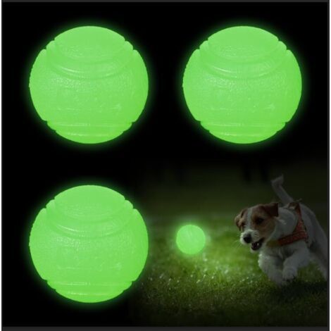Lot de 3 balles phosphorescentes pour chiens - Superbes balles jouets de 6 cm - Balles en caoutchouc haute élasticité phosphorescentes, adaptées aux chiens de petite, moyenne et grande taille. (1/4)