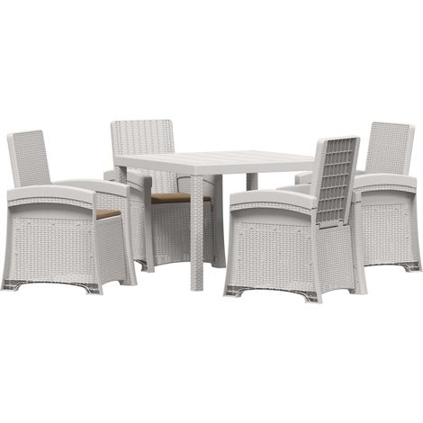 Ensemble de salle à manger pour jardin 5 pc Blanc et taupe PP vidaXL (1/5)