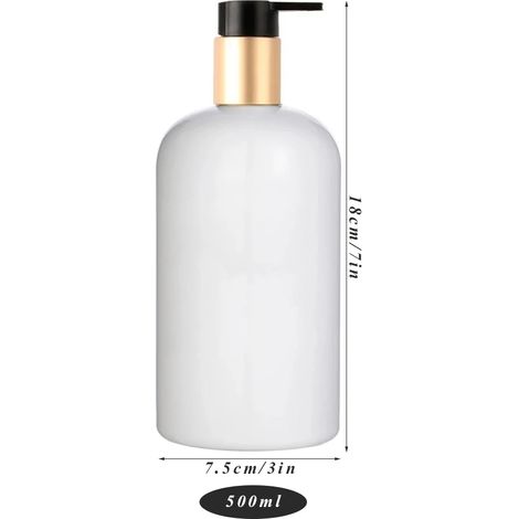 Flacon distributeur grande capacité (500 ml blanc doré) pour lotion, shampoing et savon. Flacon presse-liquide rechargeable et portable, idéal pour les voyages et les hôtels. (1/5)