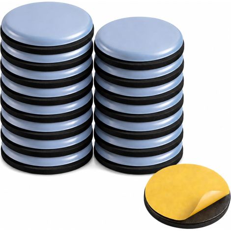 16 Patins Glisseurs en PTFE de 30 mm pour Meubles Lourds - Tampons Auto-Adhésifs pour Pieds de Chaise, Protection sur Parquet et Carrelage, Réduction du Bruit pour Chaises, Canapés et Tables. (1/5)