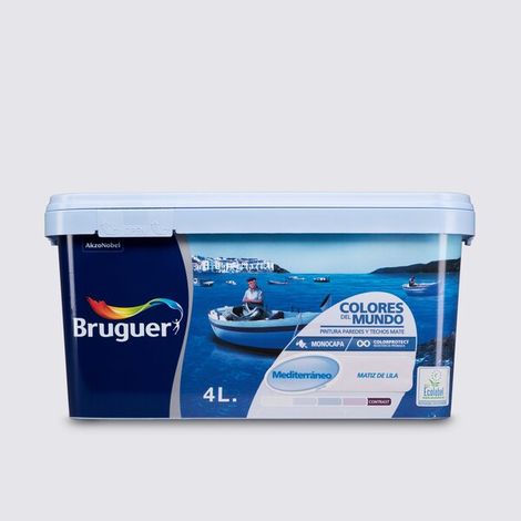 Bruguer Colores del Mundo Pintura para paredes monocapa Mediterráneo Matiz de Lila 4 L