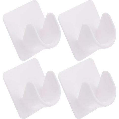 Adhesive White Plastic Shower Curtain Rod Brackets 4 Pieces (1/5)